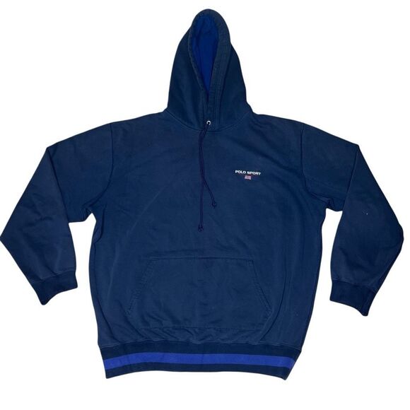 Vintage 90s Polo Sport Pullover Hoodie Large Made In USA - Picture 1 of 7